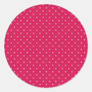 Adesivo Redondo Micro Bolinhas Branco - Vermelho Framboesa