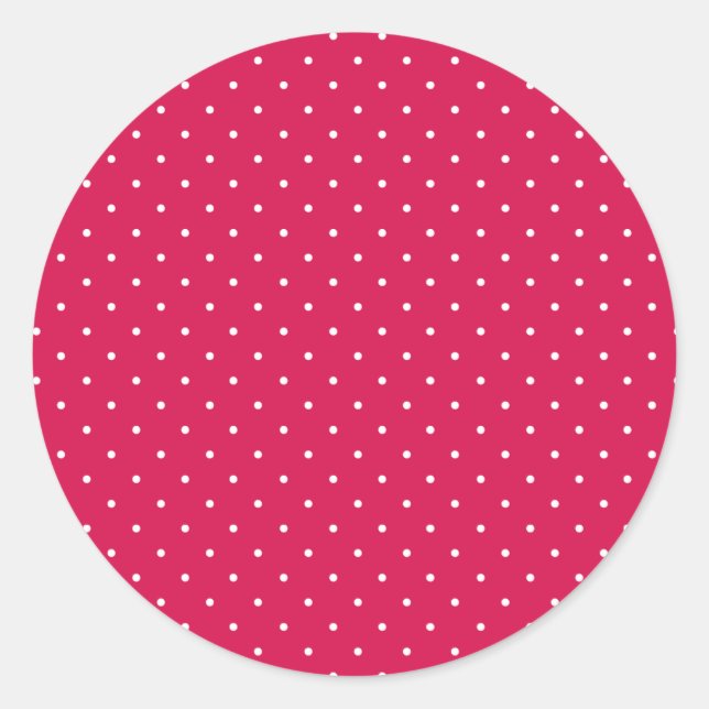 Adesivo Redondo Micro Bolinhas Branco - Vermelho Framboesa (Frente)
