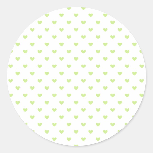 Adesivo Redondo Micro Hearts Spring Green - Branco (Frente)