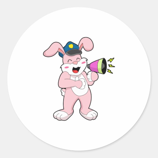 Adesivo Redondo Microfone da Polícia de Rabbit (Frente)