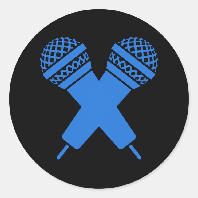 Adesivo Redondo Microfone desenhado manualmente duplo (Frente)