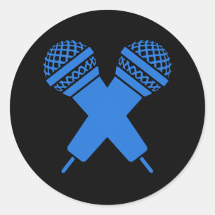 Adesivo Redondo Microfone desenhado manualmente duplo