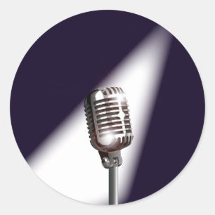 Adesivo Redondo Microfone do Palco Retroativo