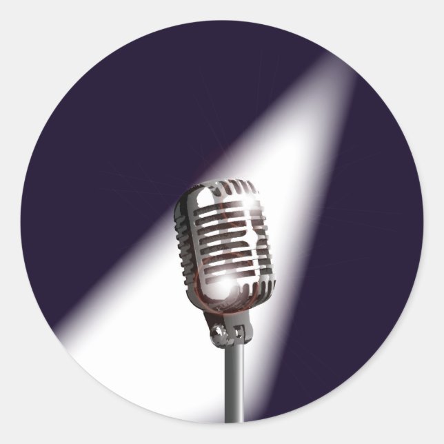 Adesivo Redondo Microfone do Palco Retroativo (Frente)