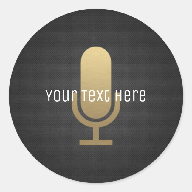 Adesivo Redondo Microfone Dourado (Frente)