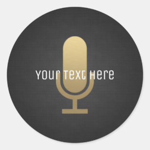 Adesivo Redondo Microfone Dourado