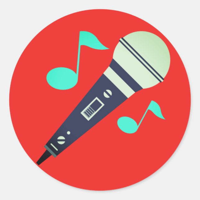 Adesivo Redondo Microfone Musical Emoji (Frente)