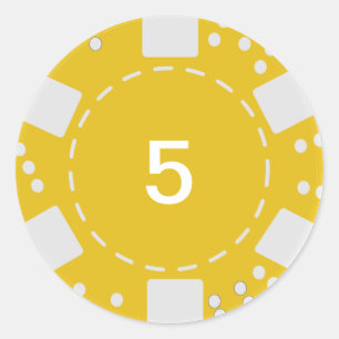 Adesivo Redondo Microplaqueta de póquer amarela