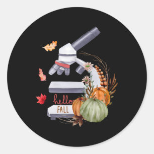Adesivo Redondo Microscópio Flor Pumpkin Microbiology Tha