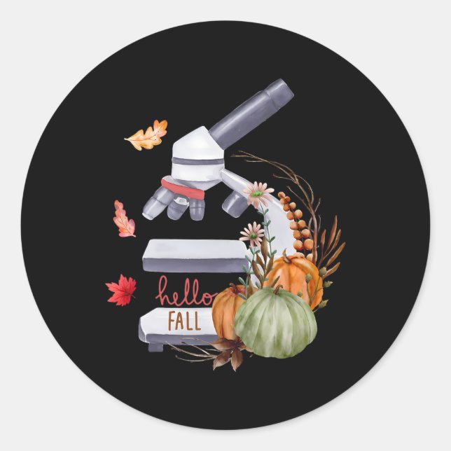 Adesivo Redondo Microscópio Flor Pumpkin Microbiology Tha (Frente)