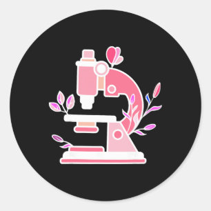 Adesivo Redondo Microscópio Floral de Laboratório de Ciências Biól