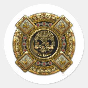 Adesivo Redondo Mictlantecuhtli - deus asteca da morte