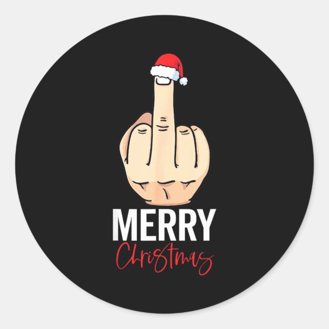 Adesivo Redondo Middle Finger Merry Christmas  (Frente)
