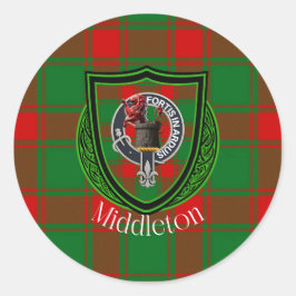 Adesivo Redondo Middleton Scottish Clan Tartan & Crest