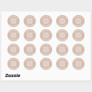 Adesivo Redondo mídia social instagram personalizada boho beige