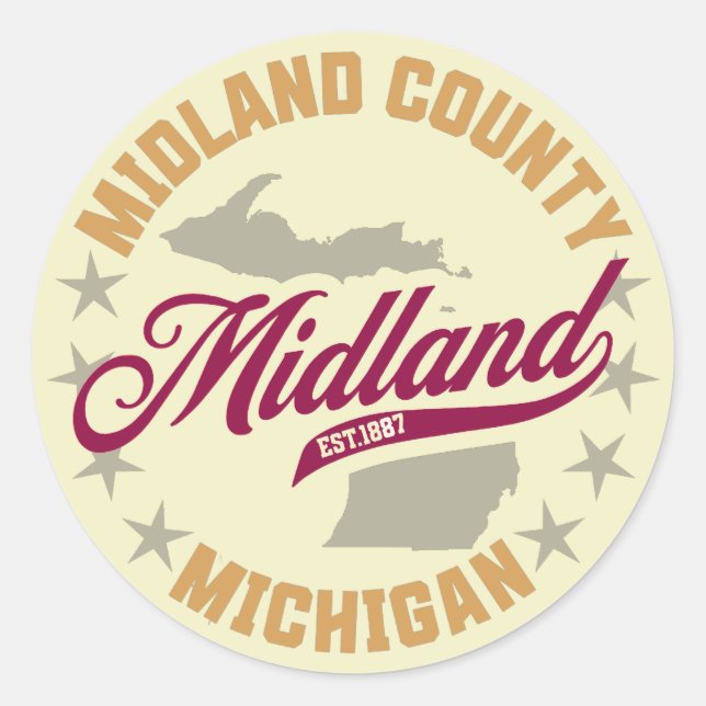 Adesivo Redondo Midland,Michigan (Frente)