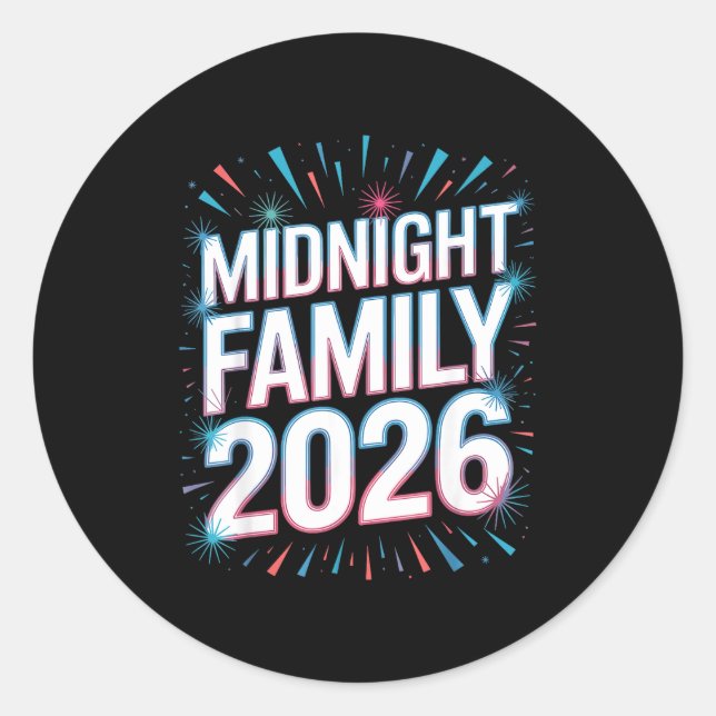 Adesivo Redondo Midnight Family 2026 Fireworks Countdown Unity Spa (Frente)