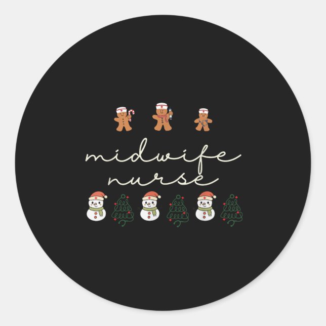 Adesivo Redondo Midwife Nurse Christmas Gingerbread Nicu Hostal Pa (Frente)