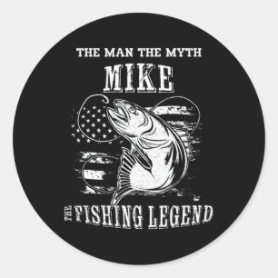 Adesivo Redondo Mike Homem Mito Lenda da Pesca Nome Personalizado