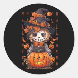 Adesivo Redondo Mike, o espantalho do Halloween