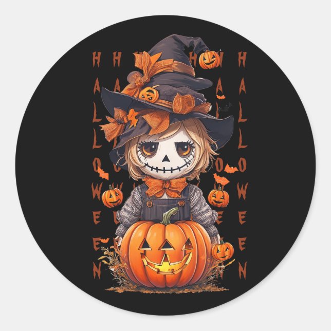 Adesivo Redondo Mike, o espantalho do Halloween (Frente)