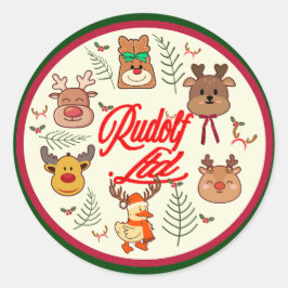 Adesivo Redondo Mikitiez rudolf rednose reindeer gift