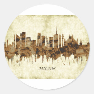 Adesivo Redondo Milão Itália Cityscape