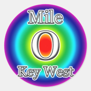 ADESIVO REDONDO MILE 0 CHAVE WEST FL FLORIDA RAINBOW STICKER ZERO