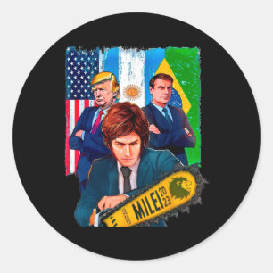 Adesivo Redondo Milei Presidente 2023 Donald Trump Jair Bolsonaro