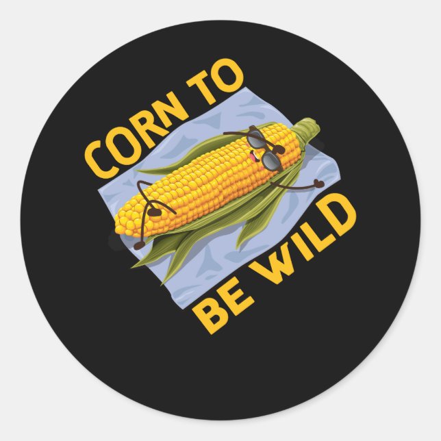 Adesivo Redondo Milho Engraçado Para Ser Milho Selvagem Na Fazenda (Frente)