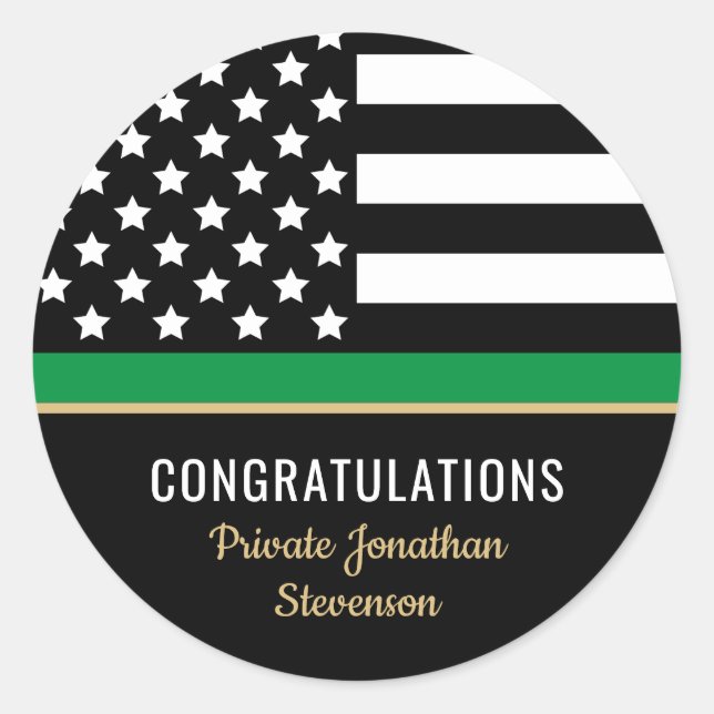 Adesivo Redondo Militares Thin Green Line - Parabéns Americanos (Frente)