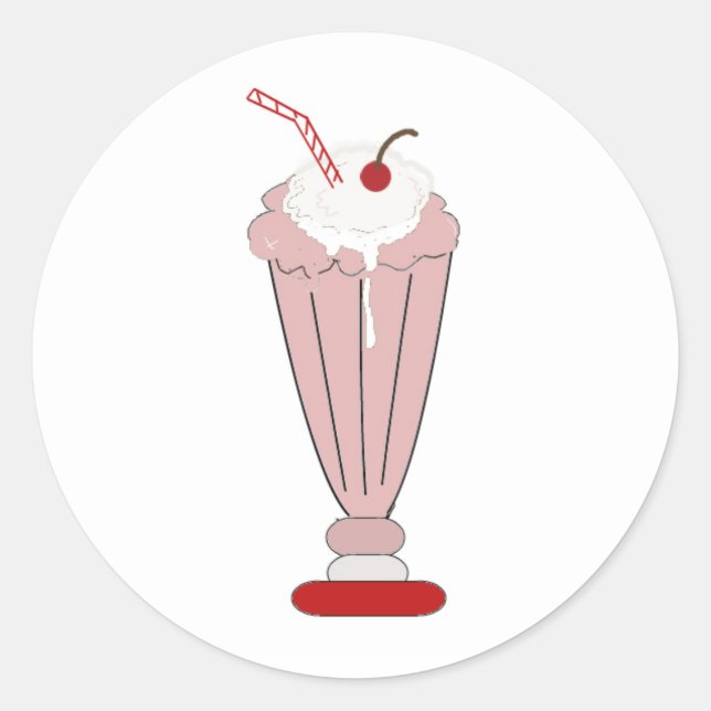 Adesivo Redondo Milkshake de Morango (Frente)