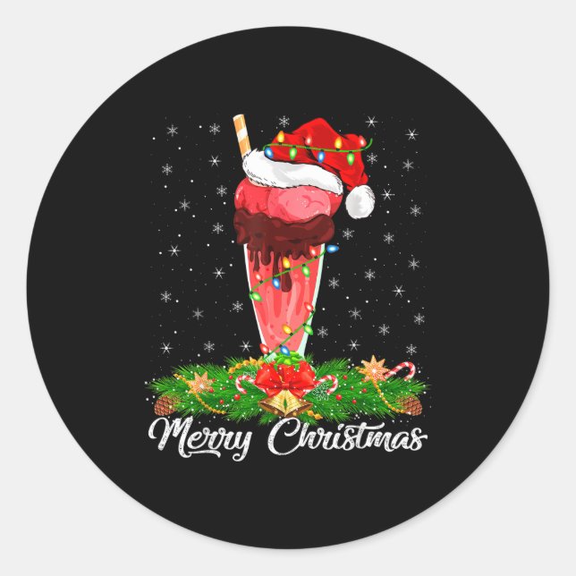 Adesivo Redondo Milkshake Lover Matching Santa Hat Milkshake Chris (Frente)