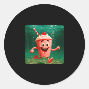 Adesivo Redondo Milkshake Mergulho Subaquático Oceano Mergulhador
