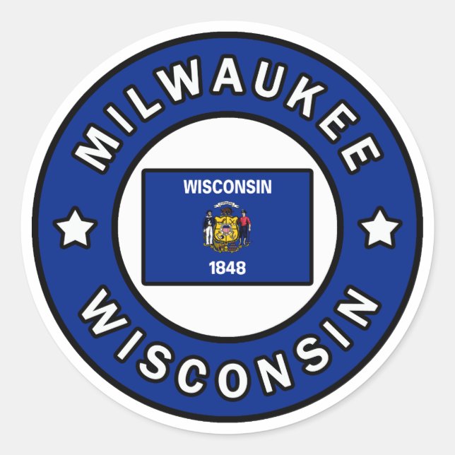 Adesivo Redondo Milwaukee Wisconsin (Frente)