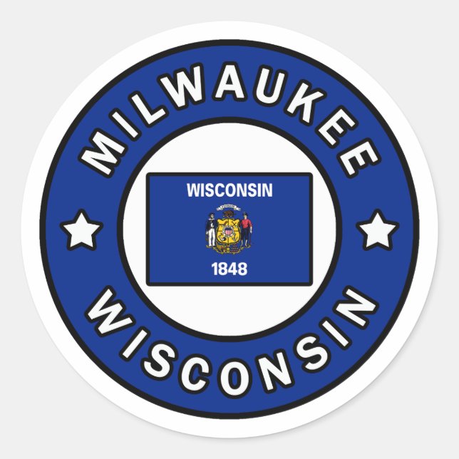 Adesivo Redondo Milwaukee Wisconsin (Frente)