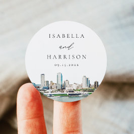 Adesivo Redondo MILWAUKEE Wisconsin Skyline Destination Viagem