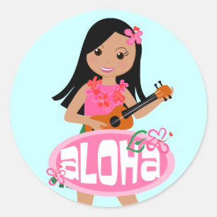 Adesivo Redondo Mim Hula-Amor você Ukulele!