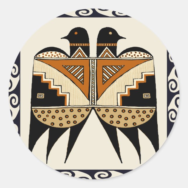 Adesivo Redondo Mimbres Twin Birds (Frente)