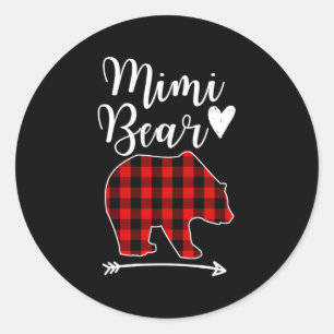 Adesivo Redondo Mimi Bear Black Red Xadrez Bear Vovó