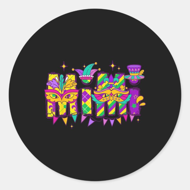 Adesivo Redondo Mimi Bundle Mardi Gras Feliz Família Mardi Gras (Frente)