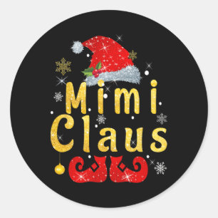 Adesivo Redondo Mimi Claus Christmas Santa Hat Matching Família Pa