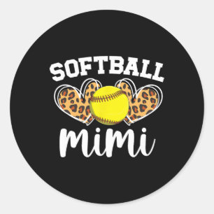 Adesivo Redondo Mimi de Softbol Mimi Orgulhosa de um Jogador de So