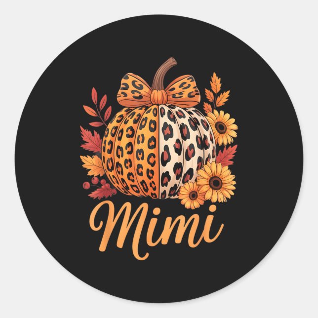 Adesivo Redondo Mimi Thanksgiving Leopard Pumpkin Sunflower Coquet (Frente)