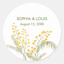 Adesivo Redondo Mimosa floresce casamento romântico