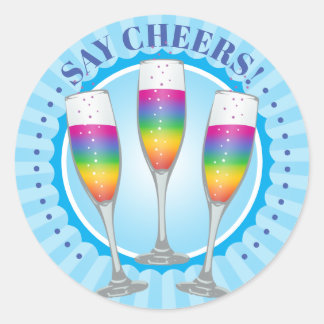 Adesivo Redondo Mimosa Rainbow Champagne Vidros Round Sticker
