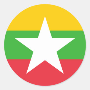 Adesivo Redondo Mina / Bandeira birmanesa, Bandeira de Myanmar / B