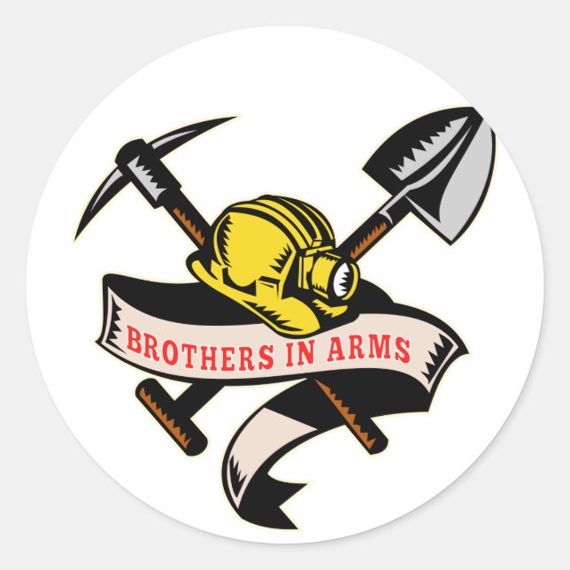 Adesivo Redondo mineiro de carvão que pica pickax (Frente)