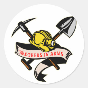 Adesivo Redondo mineração da picareta da pá da pá do chapéu d