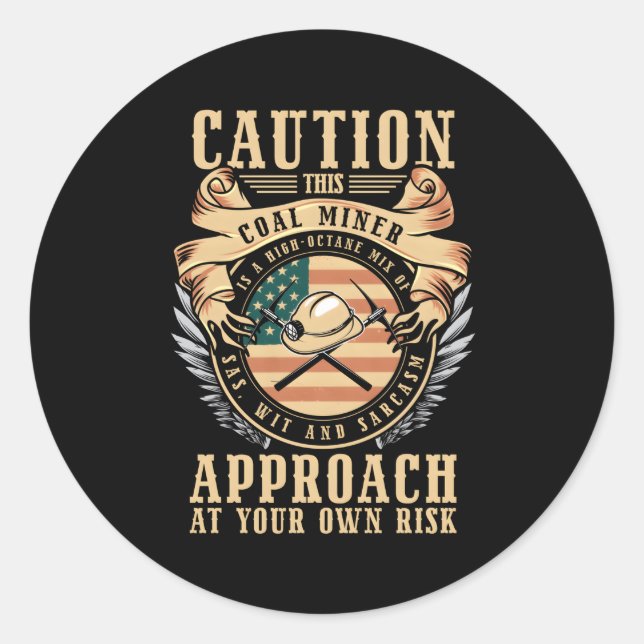Adesivo Redondo Minério de Carvão Mineiro (Frente)